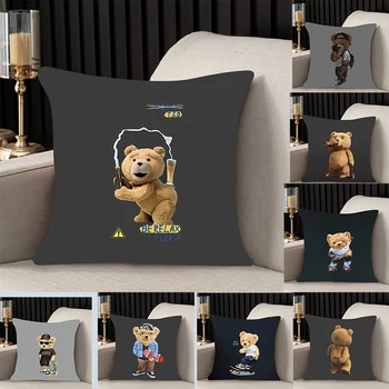 패션 곰 디자인 양면 인쇄 소파 쿠션 커버, 머리 받침 등받이 의자 쿠션 커버, 30x30 맞춤 선물