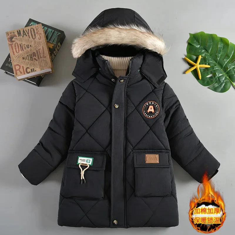 winter wear Boys jacket foreign style boys in the long thick cotton-padded coat manufacturers