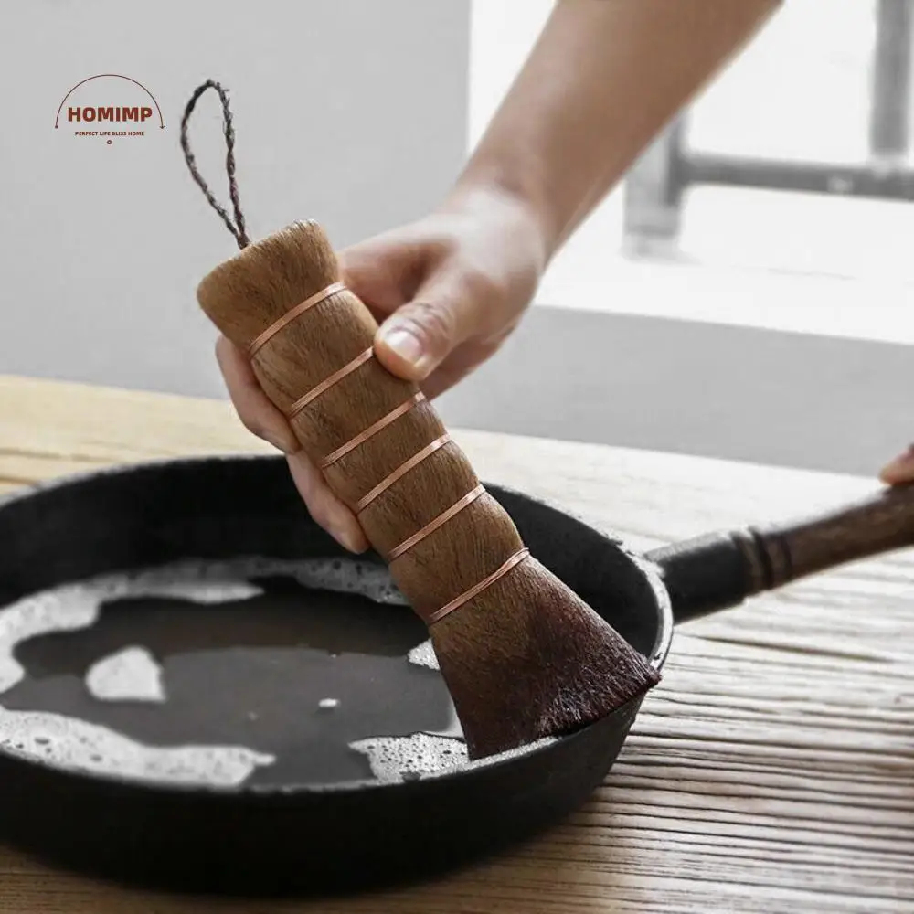 

Non-stick Pan Palm Washing Pot Brush Soft Bristle Natural Dishwashing Brush Hanging Portable Cleaning Brush Daily Use