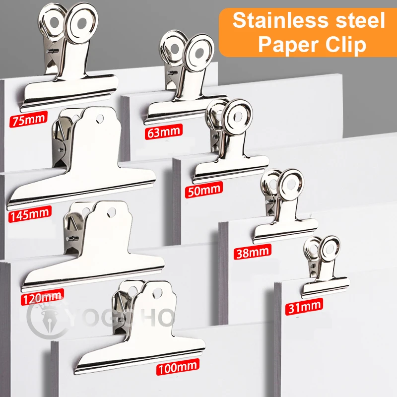 Different Sizes Stainless Steel Multi-functional Metal Clamp Paper Clips Strong Binder School Office House Stationery Supplies