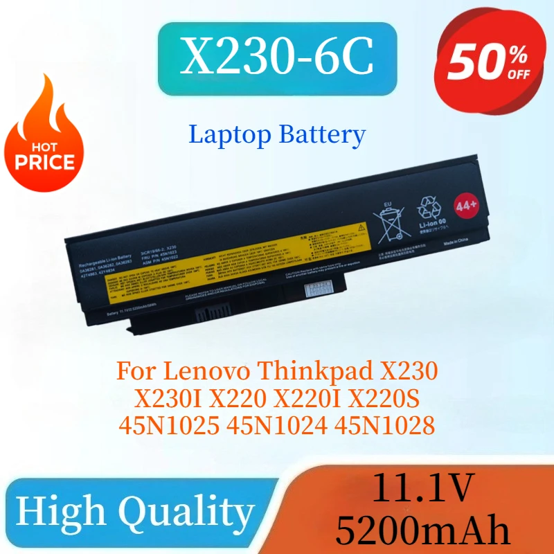 

New 11.1V 5200mAh 45N1022 X230-6C X230-9C Laptop Battery For Lenovo Thinkpad X230 X230I X220 X220S 45N1025 45N1024 45N1028