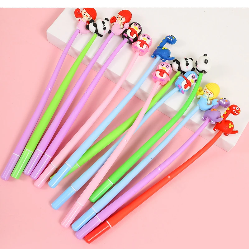 24 Pcs Cartoon Head Rocking Music Gel Pens Set Decompression Rocking Pen Student Prize Stationery Store Gift Creative