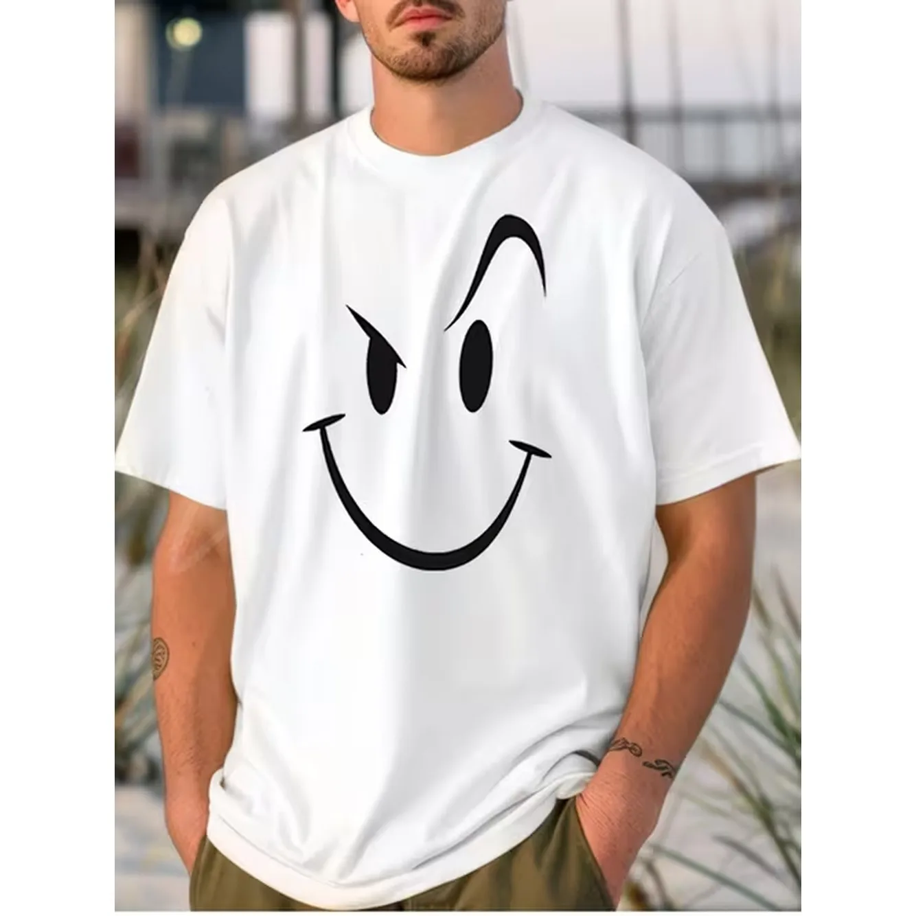 Pure Cotton White Mens T Shirt Simple And Design