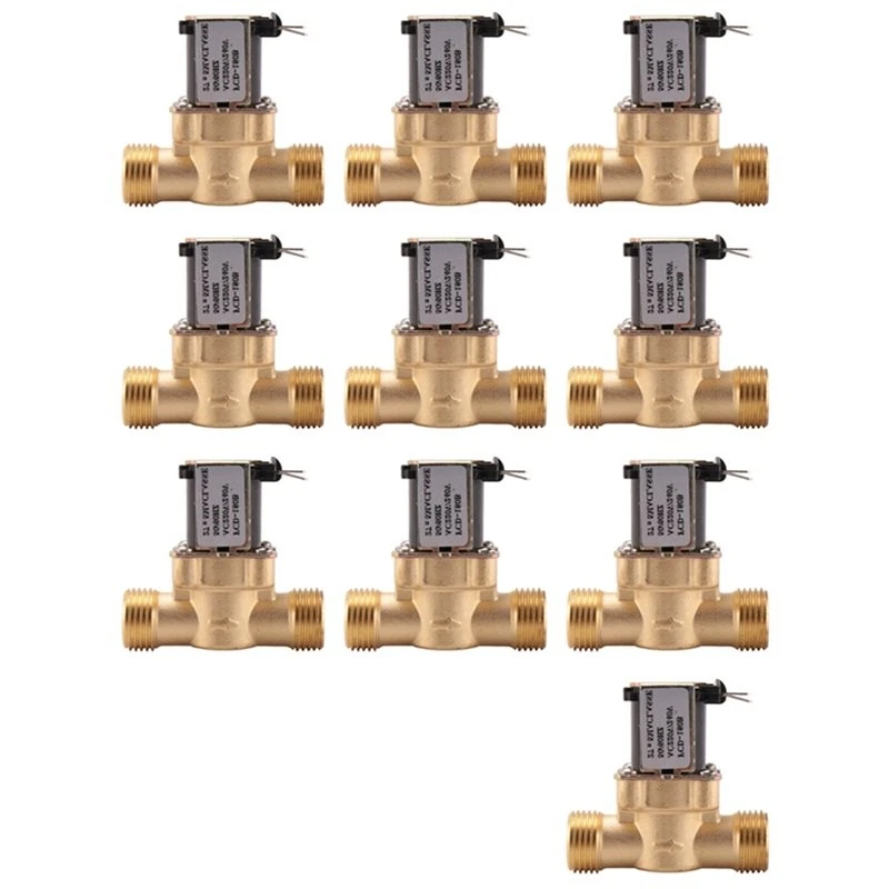 A76I-10Pcs 1/2 Inch Ac 220V Normally Closed Brass Electric Solenoid Magnetic Valve