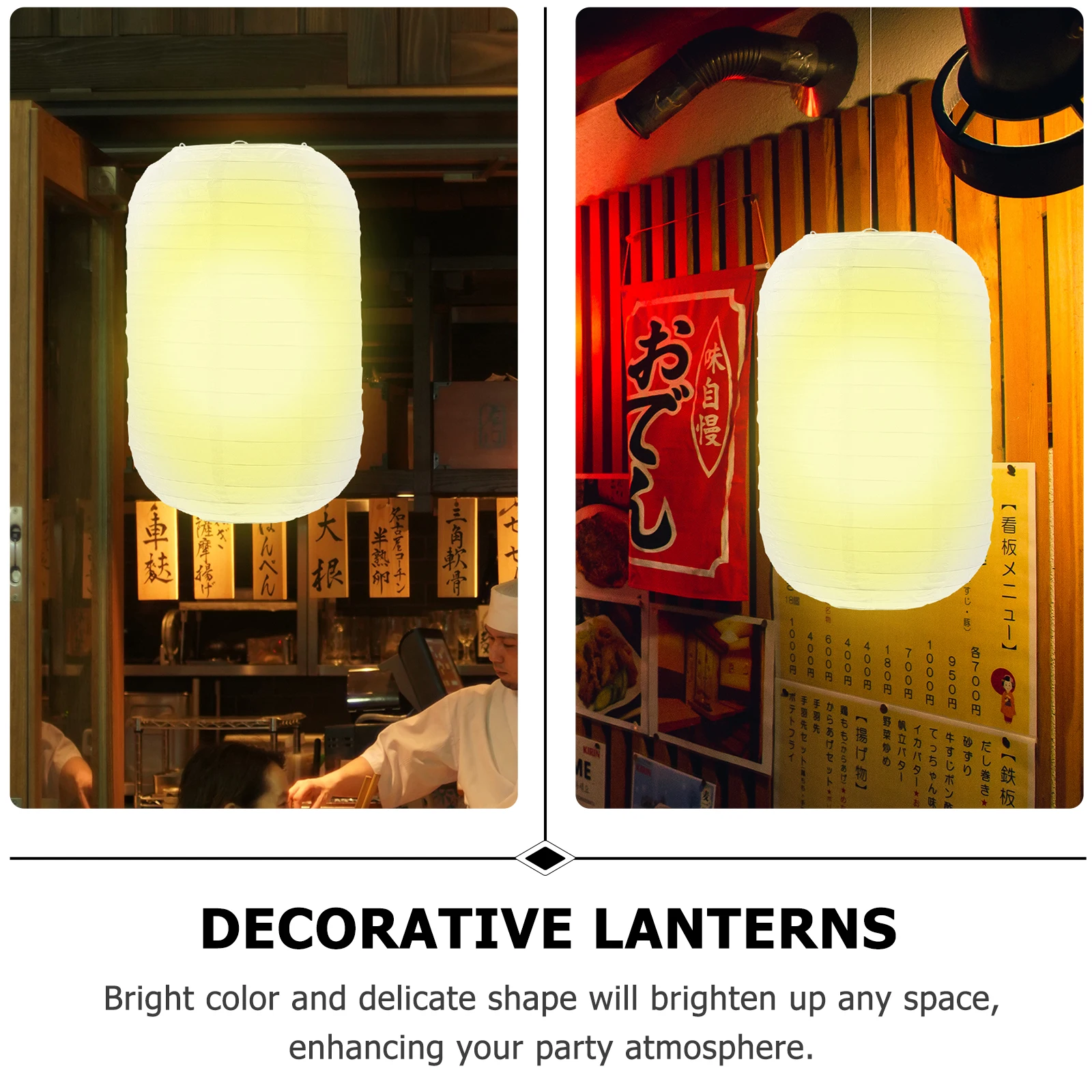 

2pcs Japanese Lanterns 19x29cm White Powered Foldable Paper Lanterns Decorative Outdoor Festival Party