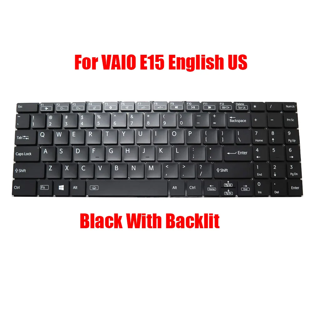 

Laptop Keyboard For VAIO E15 VJE151G11W English US Black With Backlit New