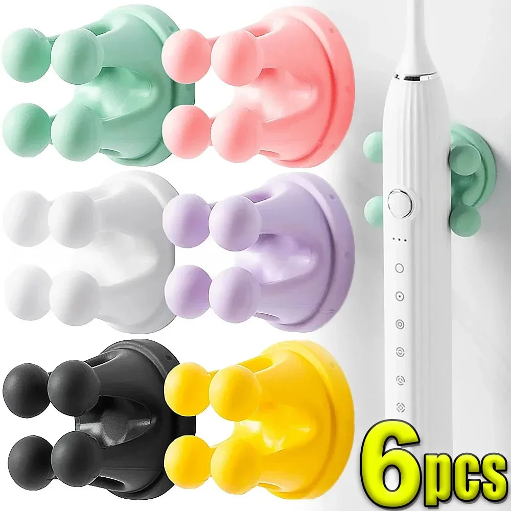

Silicone Toothbrush Holder Waterproof Adhesive Wall Mounted Towel Key Cable Hooks Dorm Bathroom Kitchen Organizer Suction