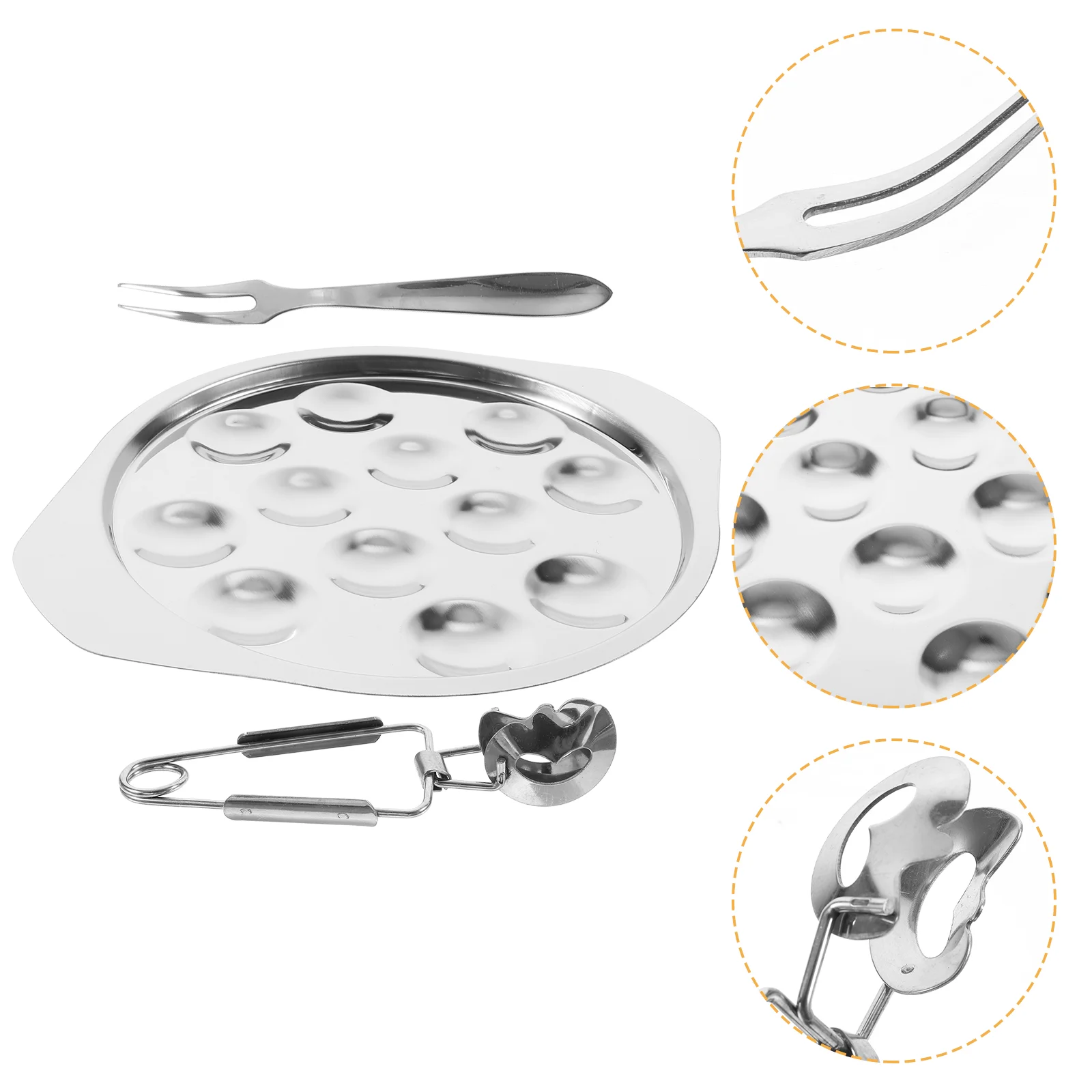 

Stainless Steel 12 Hole Snail Plate Conch Shellfish Cooking Tools Set Delicate Separate Dish Escargot Forks Barbecue Platter