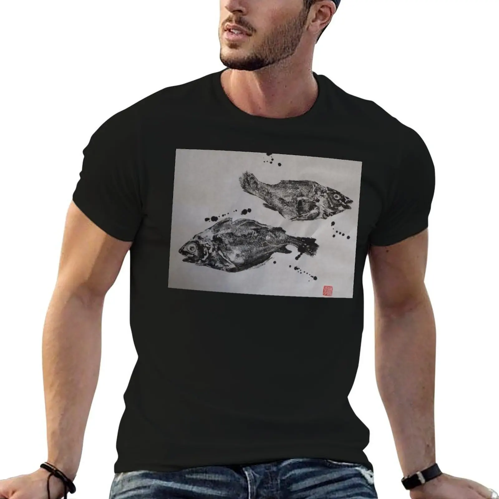 

Gyotaku poisson T-Shirt t shirts for man graphic funny anime t shirts for man t shirts for man graphic vintage T-Shirt