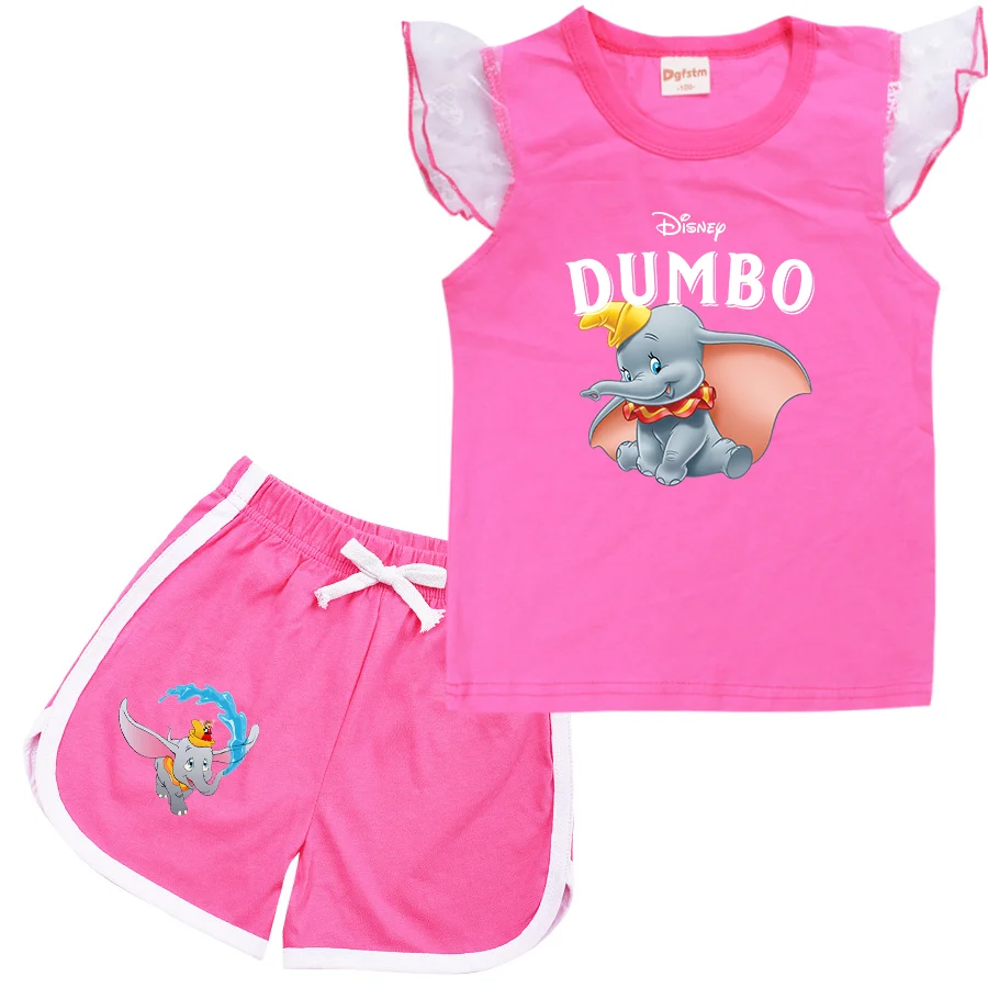 

Dumbo Cartoon Clothing Baby Boys Summer Clothes T-shirt+shorts Baby Girls Casual Clothing Sets