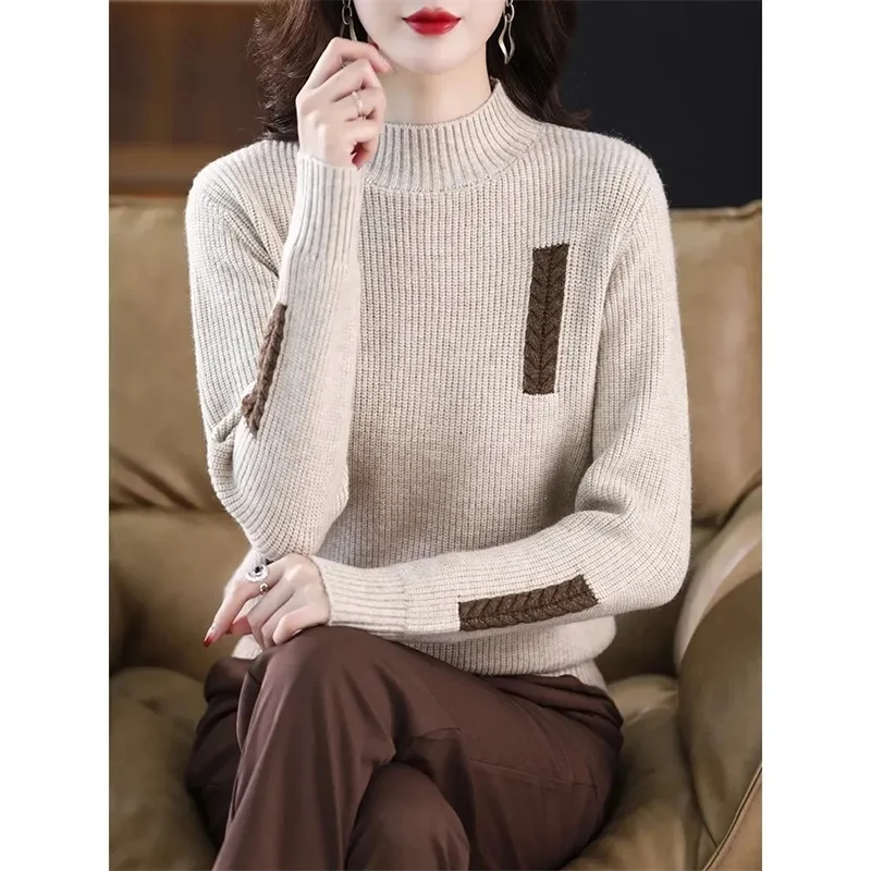 Turtleneck Sweater Women Fashion 2024 New Stretch Tops Women Knitted Pullovers Long Sleeve Bottoming Knitted Sweater