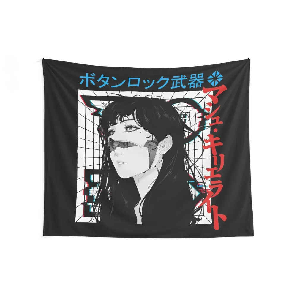 Cyberpunk Cyborg Girl Vaporwave Urban Style Tapestry Funny Room Decor Tapestry