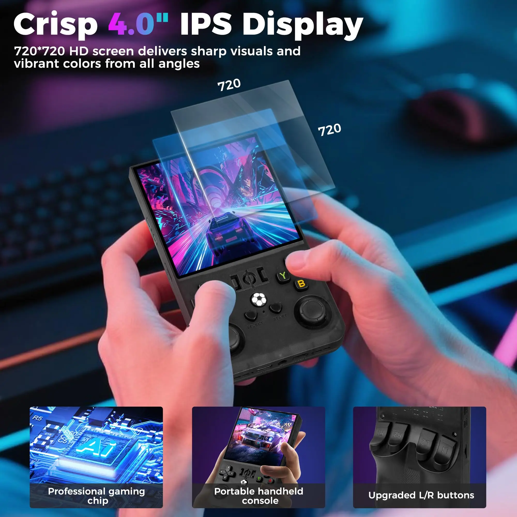 Linux System R36MAX 64GB Open Source Retro Handheld Video Game Console 4.0 Inch IPS Screen 18000+ Portable Pocket Video Player