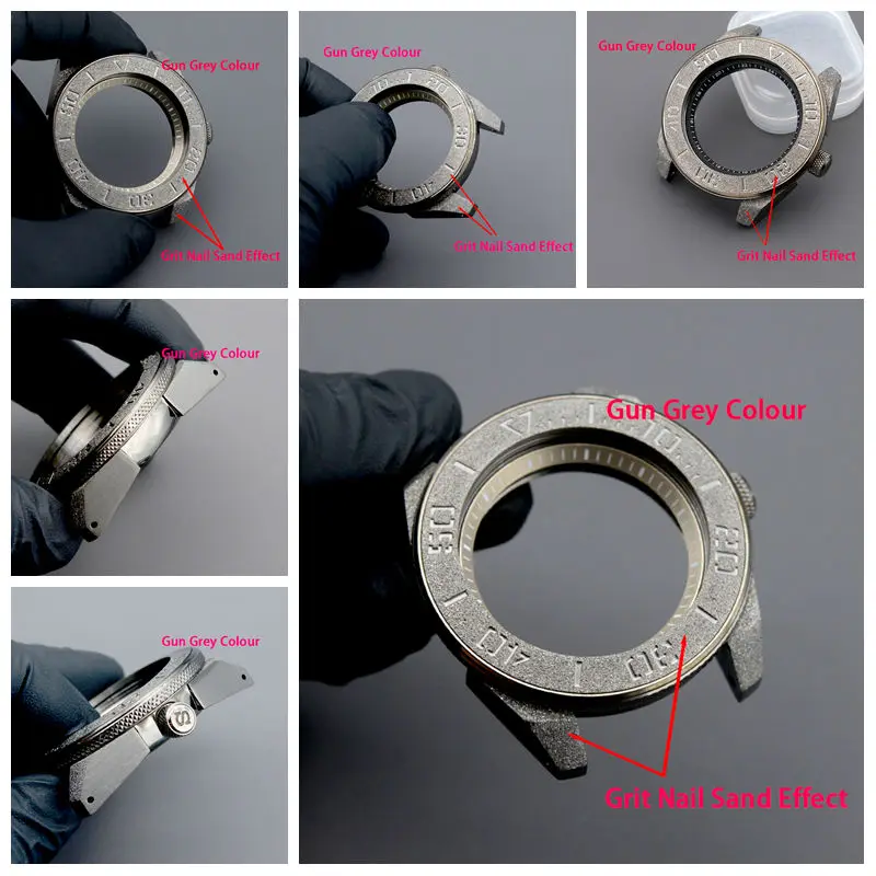 

Gun Grey Grit Nail Sand Effect Watch CaseDesgin Samurai Black PROSPEX SRPB55K1 Watch Fit Japan 4R35 4R36 NH35 NH36 7S NH34