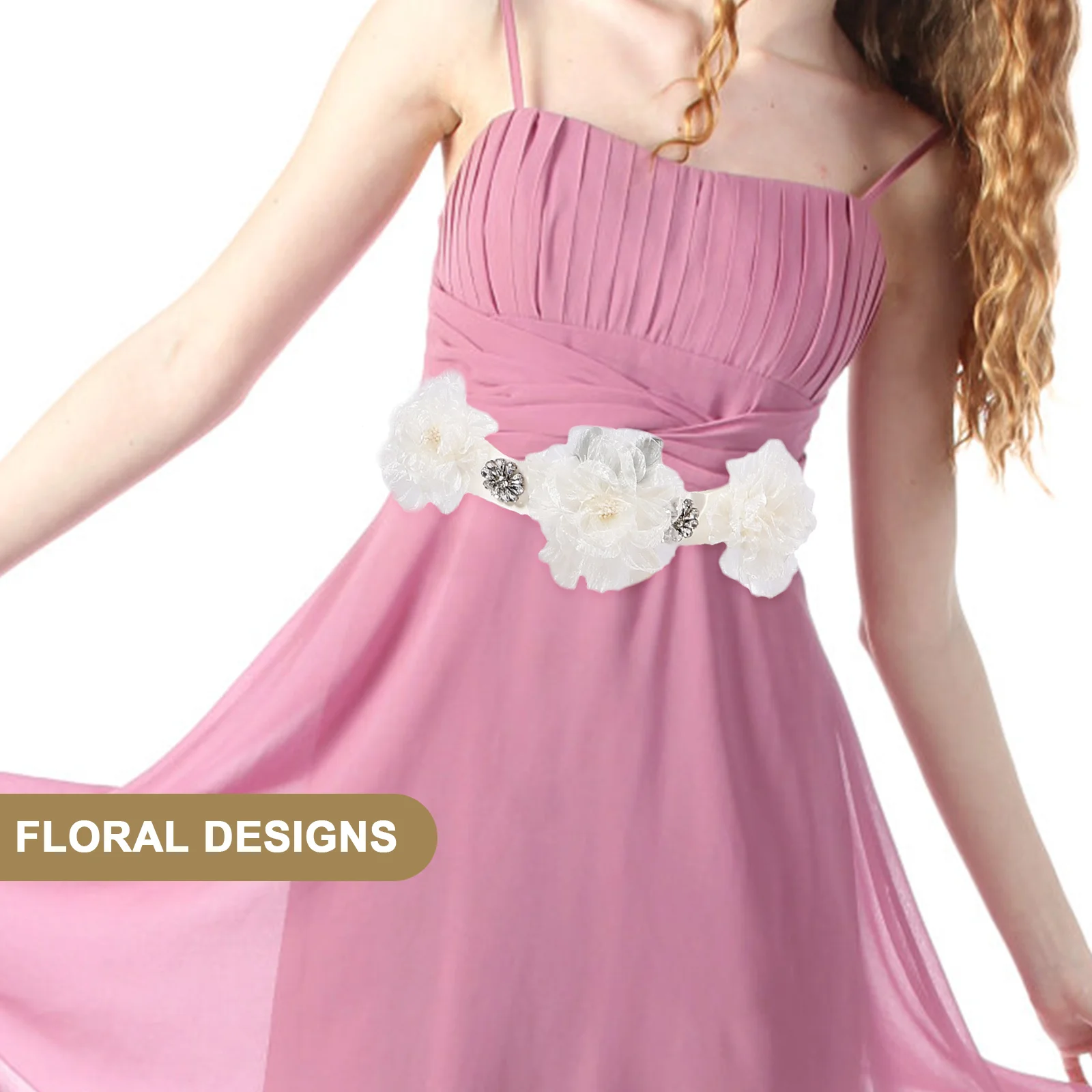 

1Pcs Sparkling Rhinestone Bridal Waist Belt Floral Sash For Elegant Wedding Dress Accessory