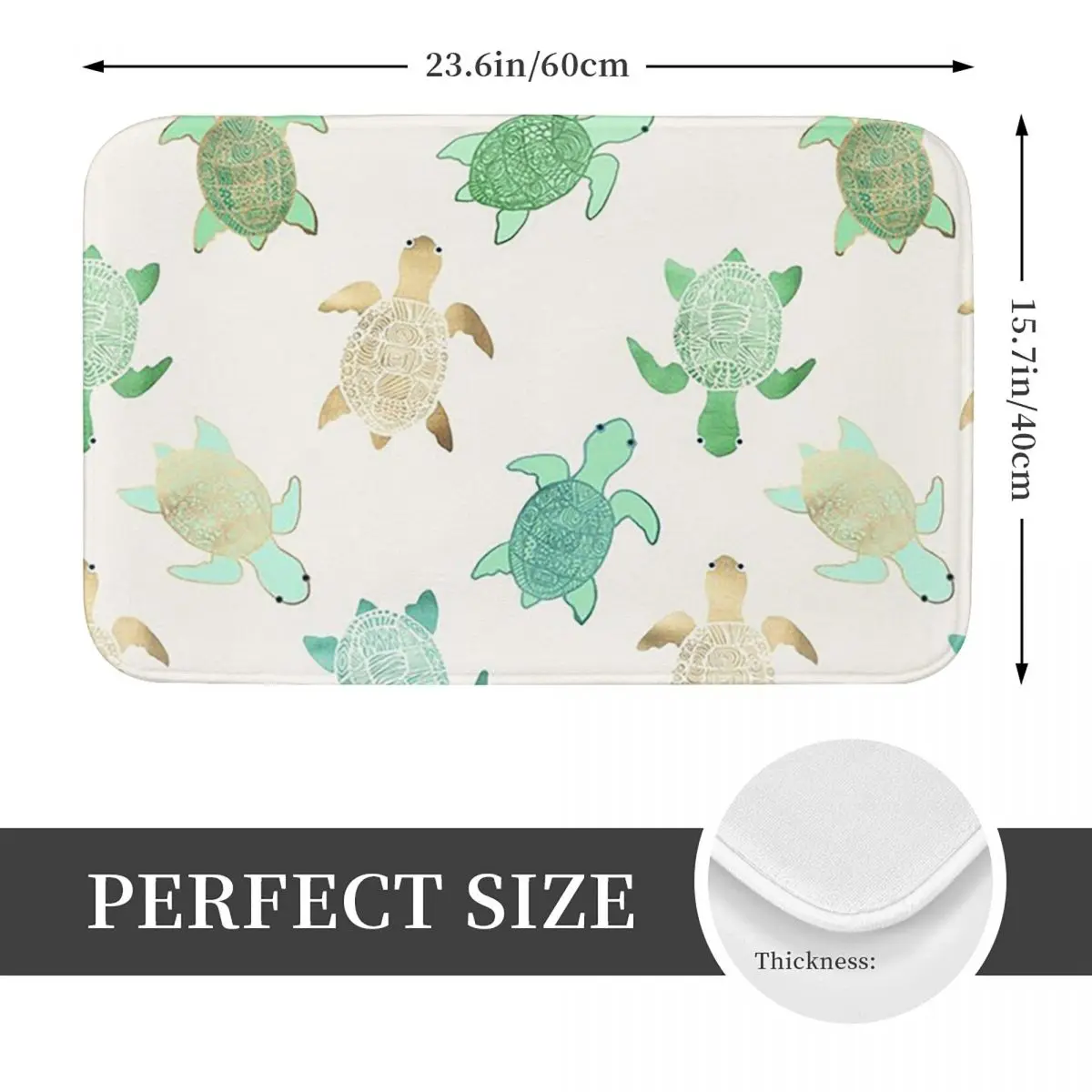 Gilded Jade & Mint Turtles Anti-slip Doormat Floor Mat Durable Carpet Rug for Kitchen Entrance Home Balcony Footpad Mats