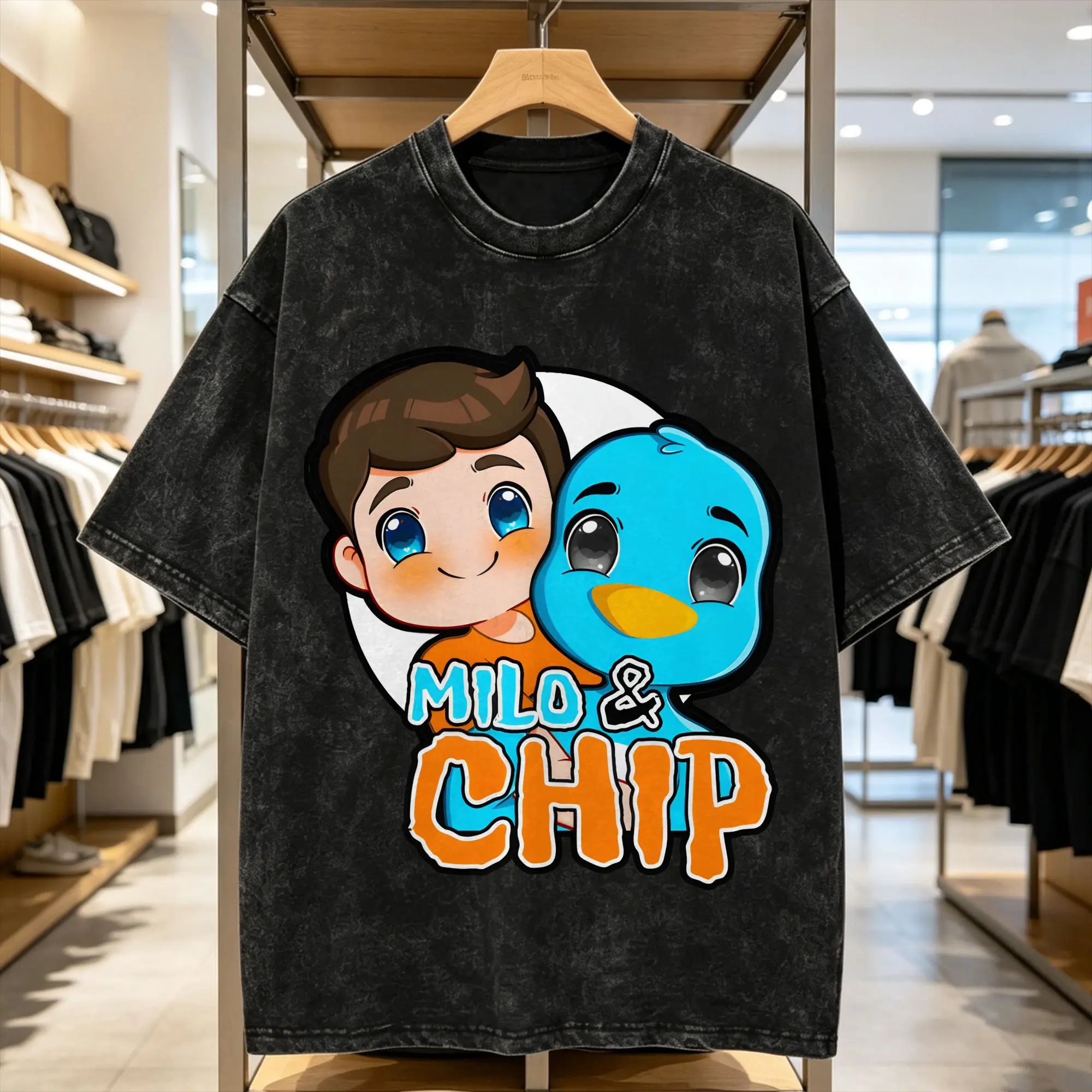 Novelty Milo And Chip T-Shirt for Men Crewneck Cotton Washed T Shirts  Short Sleeve Tee Shirt Gift Idea Clothing