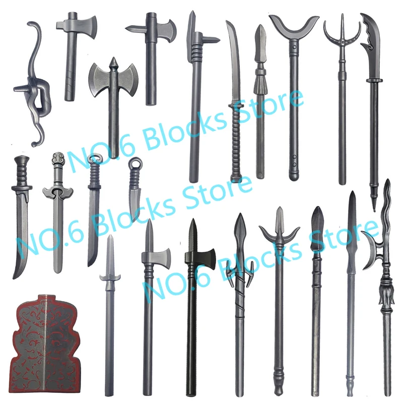 Medieval Waffen Accessory Building Block Soldier Figure Spartan Warrior Shield Knife Orc Axe King Sword Axe Broadsword Brick Toy view 3