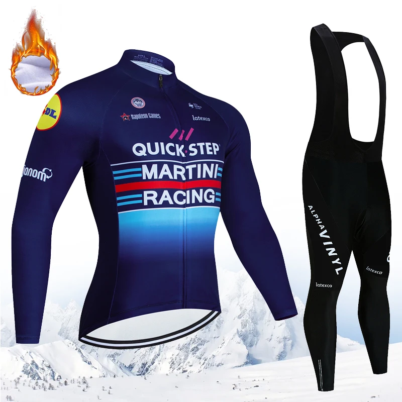 

Team QUICK Step 2025 Winter Fleece Long Sleeve Cycling Jersey Set MTB Bicycle Clothes Wear Ropa Ciclismo Racing Bike Jersey Suit