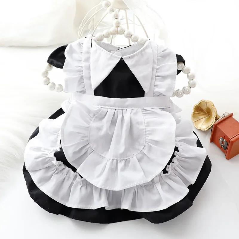 

Dog Clothes Summer Cat Princess Dress Black Deacon Anime Maid Lolita for Small Dog Teddy