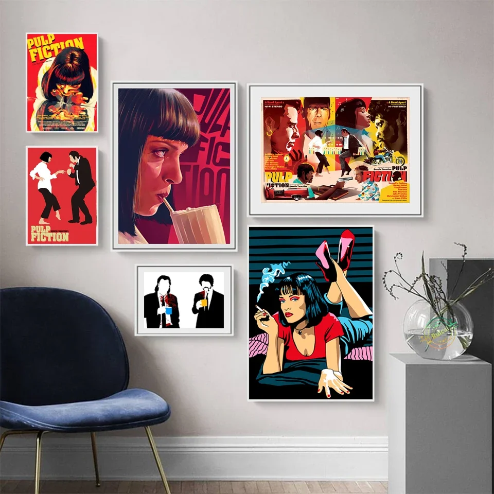 pulp-fiction-filme-classico-quentin-tarantino-pintura-de-arte-vintage-poster-de-tela-de-seda-decoracao-de-parede-para-casa