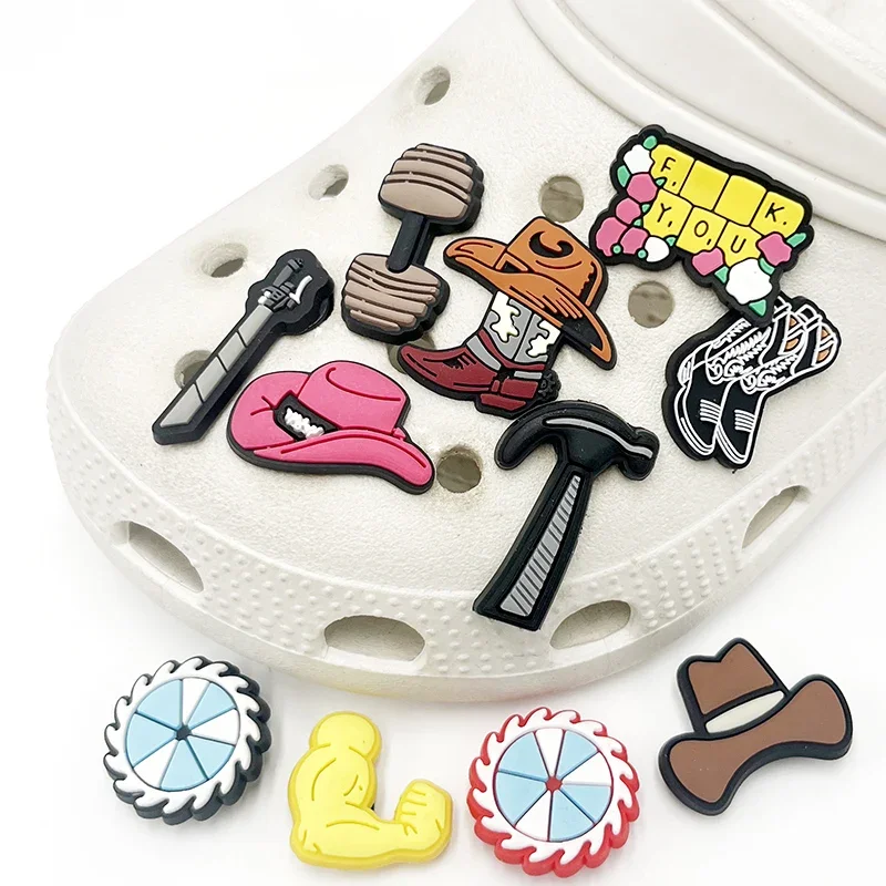 Western Lifestyle PVC Shoe Charms Sandals Accessories Cowboy Hat Boots Shoes Buckle Upper Decorations Clogs Pins Badge Kid Gift