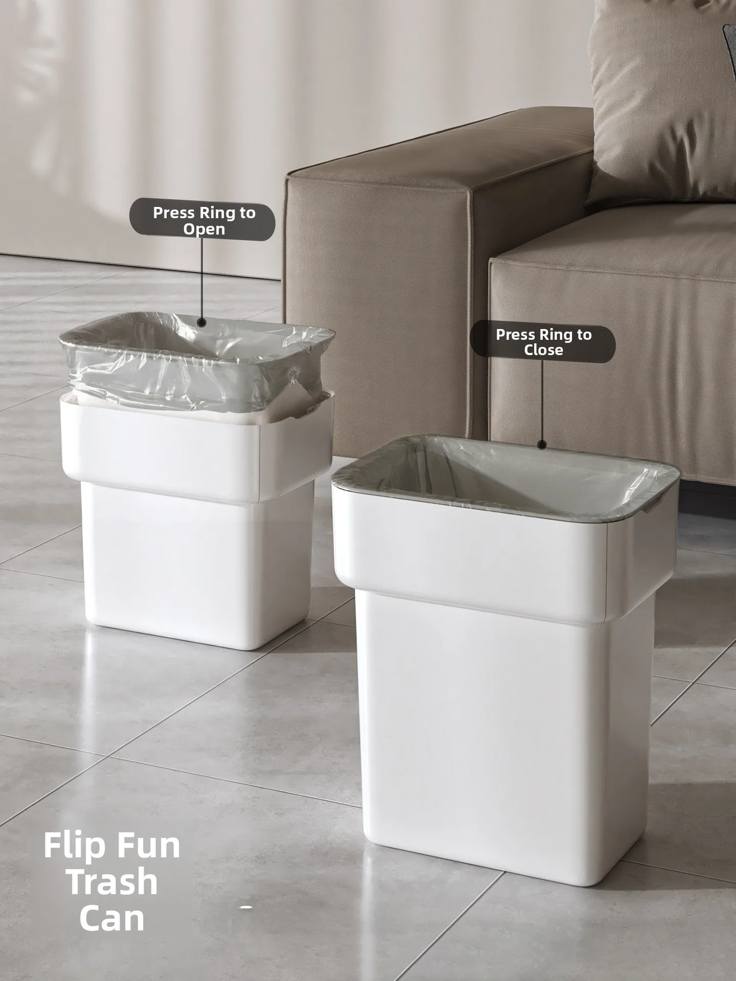 

Мусорное ведро для дома без крышки, квадратное, премиум-класса, для гостиной, спальни, кухни, ванной комнаты, новая модель, роскошное, пластиковое, с утолщенным внутренним ведром