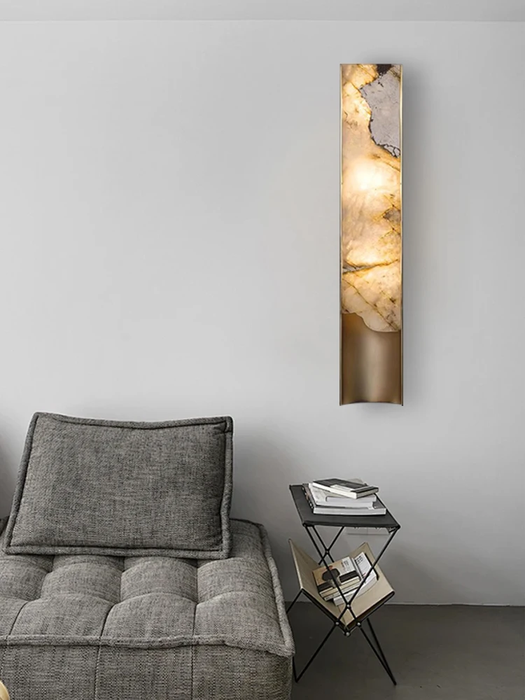 Creative Modern Luxury Alabaster Wall Sconce Lamps, Room Decor Bedside Lighting Marble Wall Mounted Lights for Living Room