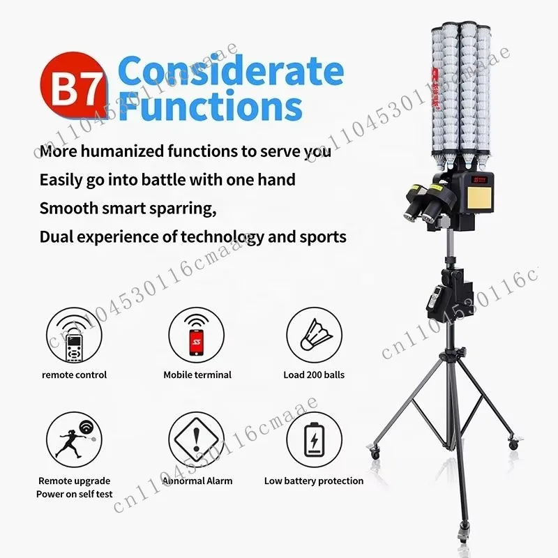 SS-B7-Pro AI voice control foldable portable badminton serve machine with remote control and APP