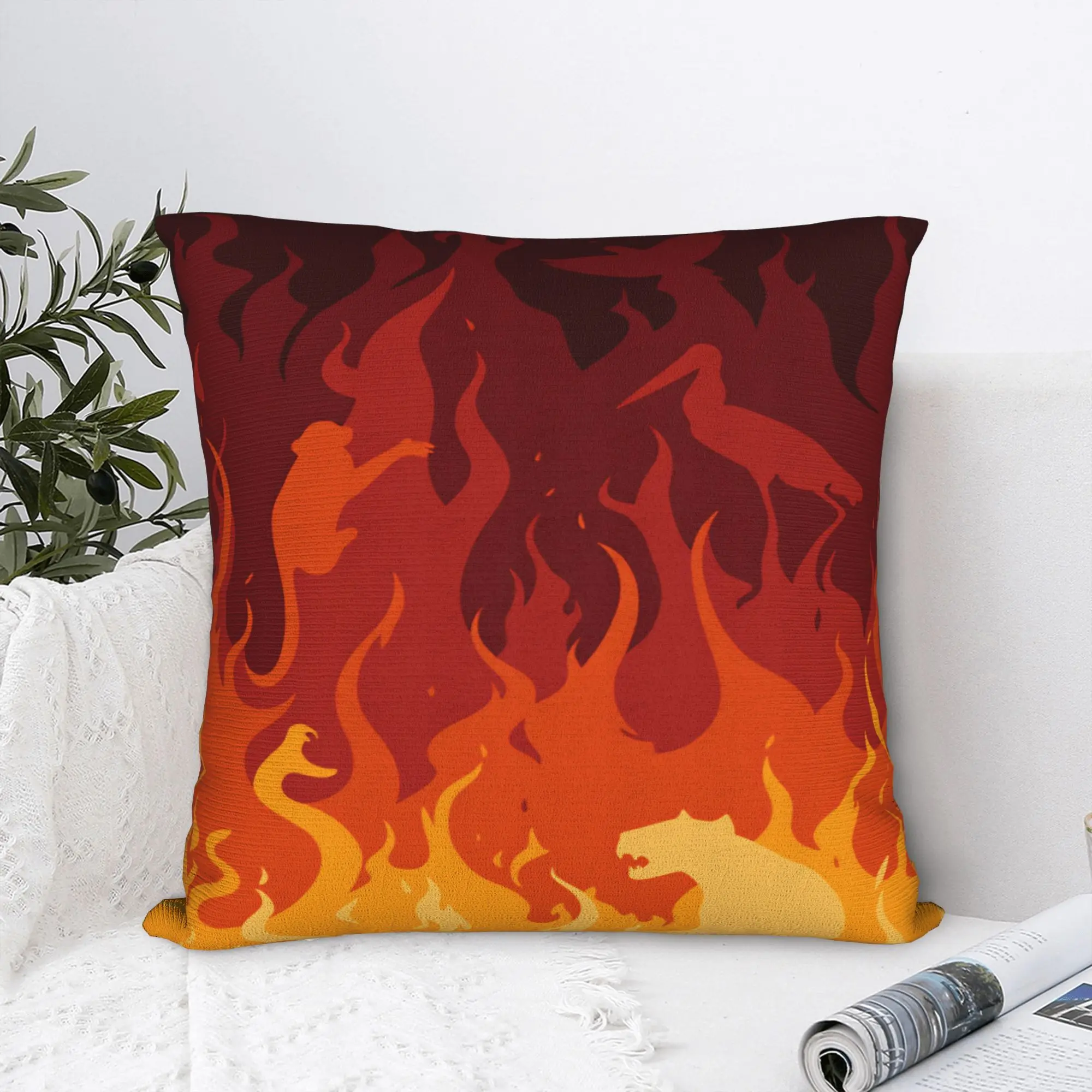 Fire Flames Pillow Cover  Cute Funny Pillow Case For Living Room Chair Comfy Pillowcases Birthday Present