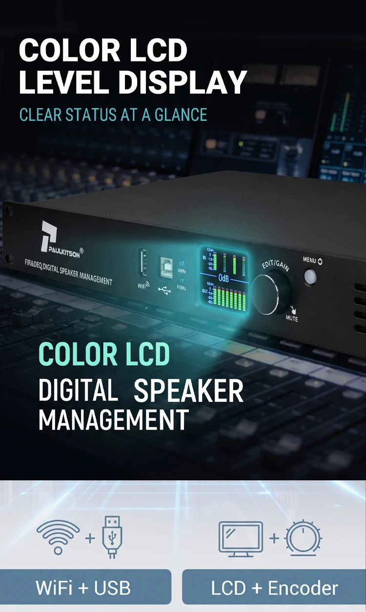 Paulkitson DA48 Professioneller Digitaler Audioprozessor 4-Eingänge 8-Ausgänge DSP FIR Lautsprecher-Management-System für Live-Bühnenauftritte – Detail 4