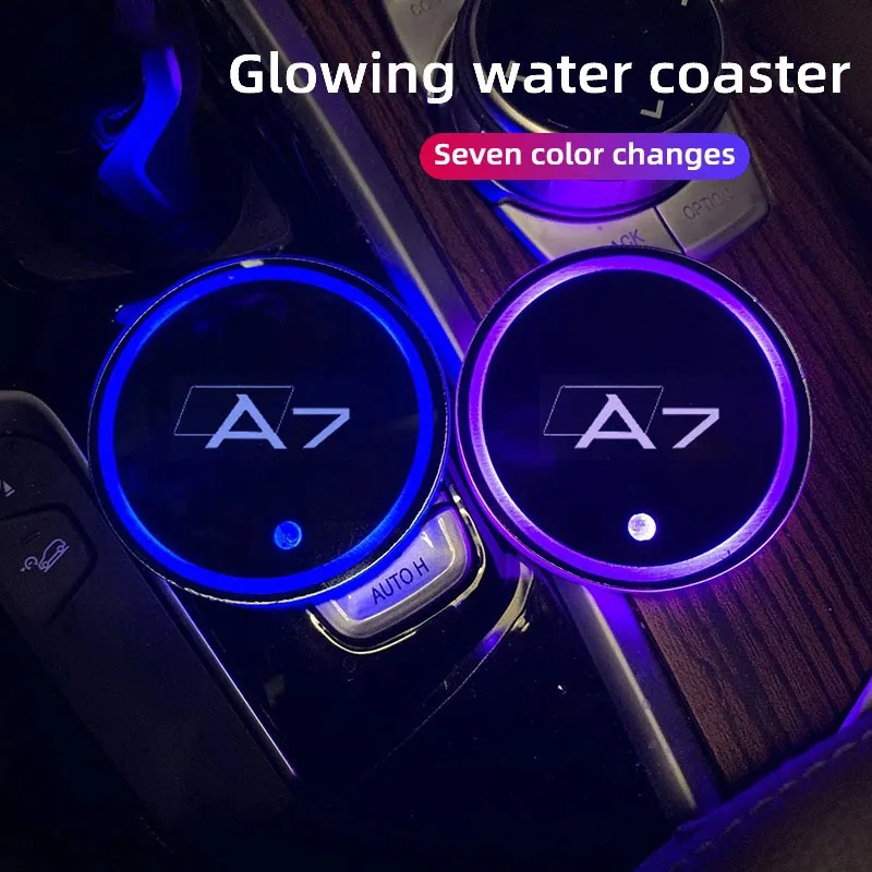 

2PCS Led Air Coaster Glass Light Air Water cup for Audi A3 A4 A5 A6 A7 A8 Q3 Q5 Q7 Q8 Car Accessories