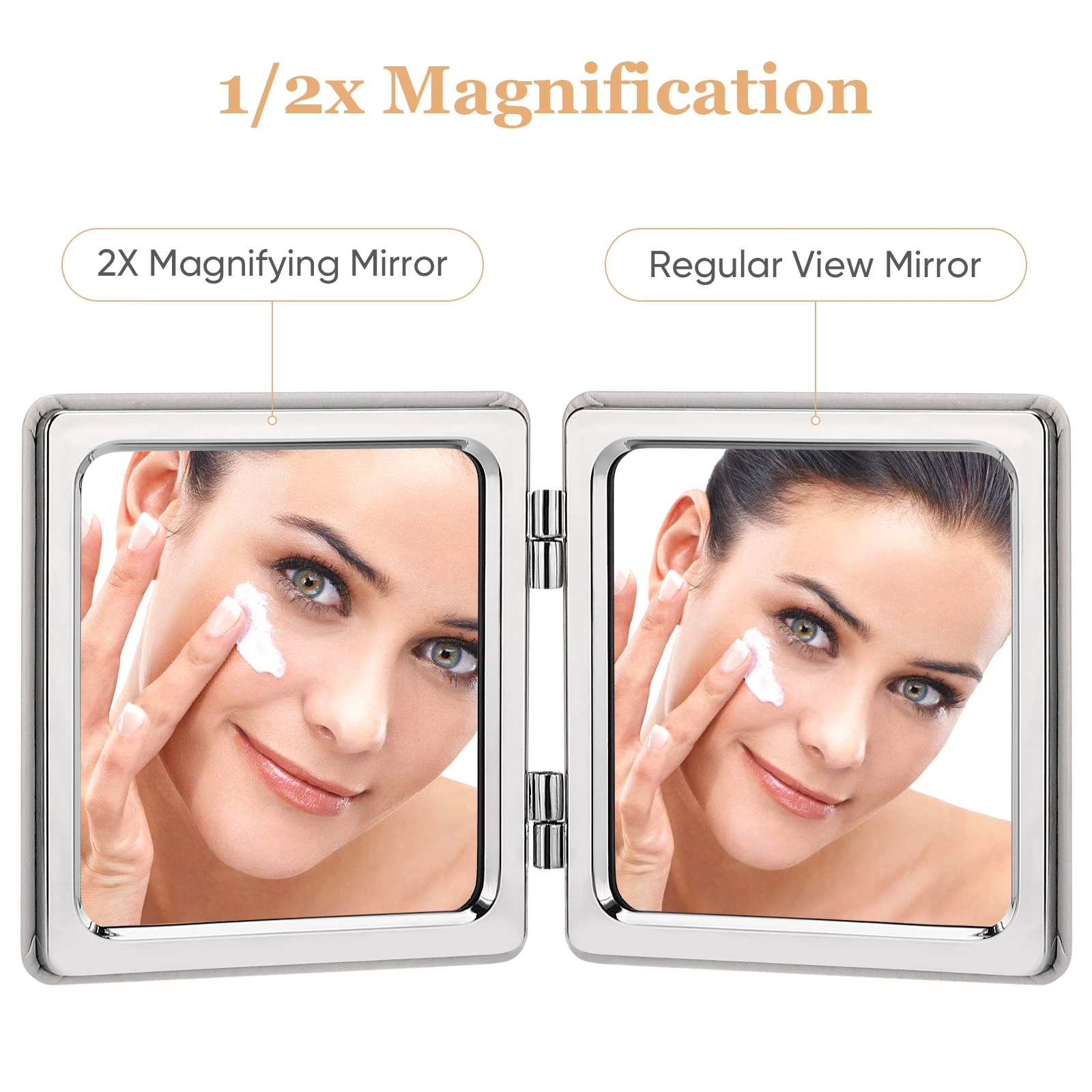 

Compact Folding Makeup Mirror Mini PU Stylish Portable Mirror Clear Surface for Travel Outdoor Vanity Use