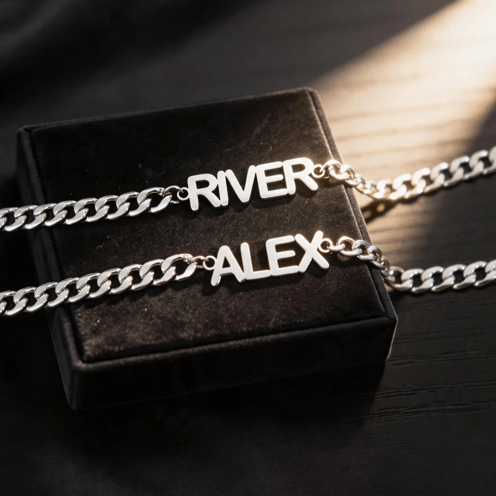 Custom Name Men Bracelet Stainless Steel Bracelet With 5mm Wdith Cuban Link Birthday Jewelry For Boyfriend Personalized Gift view 4