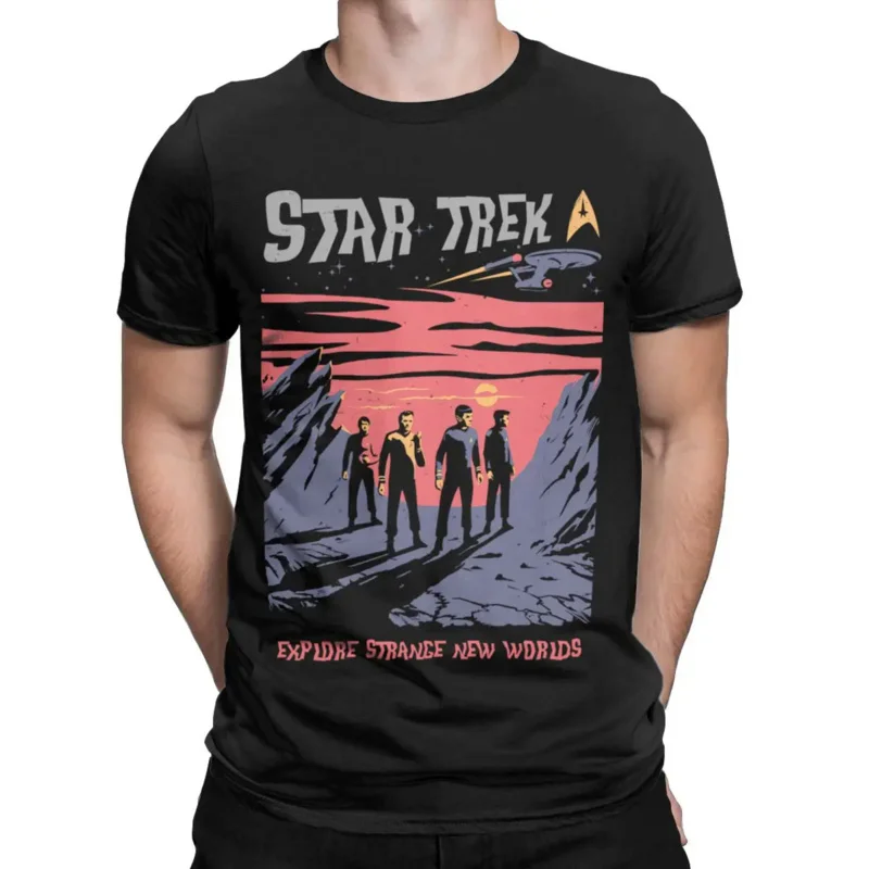 Men T-Shirts Explore Strange New Worlds Stars Treks Funny Cotton Tee Shirt Short Sleeve T Shirts Round Collar Clothing Gift Idea