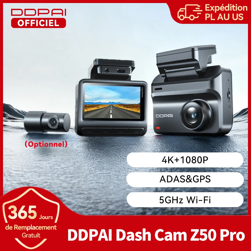 Caméra embarquée DDPAI Z50 Pro 4K, écran IPS 3 pouces, WiFi 5 GHz, GPS, ADAS, surveillance de stationnement 24h/24, caméra avant et arrière pour voiture