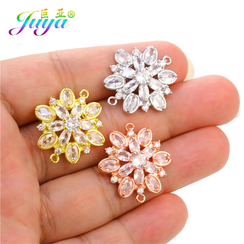 Juya DIY-Schmuckzubehör für Damen, kubischer Zirkonia, Blumenverbinder, Zubehör für Handarbeiten, Charms, Armbänder, Ohrringe, Herstellung – Detail 16