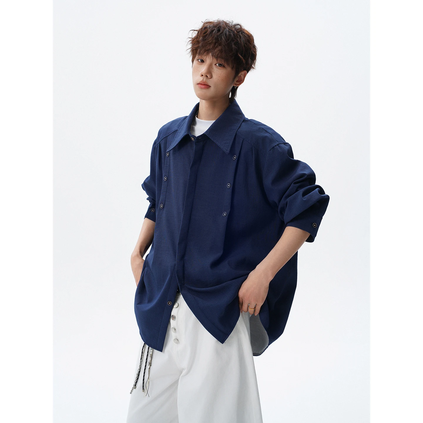 2026 Spring and Autumn Men's Casual Shirt New Comfortable High Quality Fashionable Trendy Collar Long Sleeve Cargo Shirt Jacket