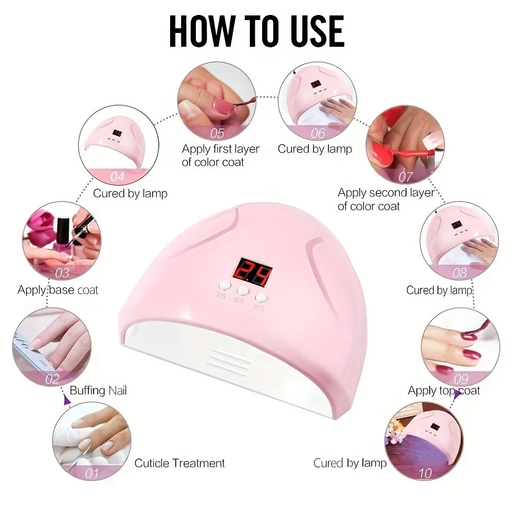 LULAA LED Light Nail Lamp Portable Gel Polish Drying Lamps UV Curing Flashlight Machine Pin Cure for Professional Nails Dryer