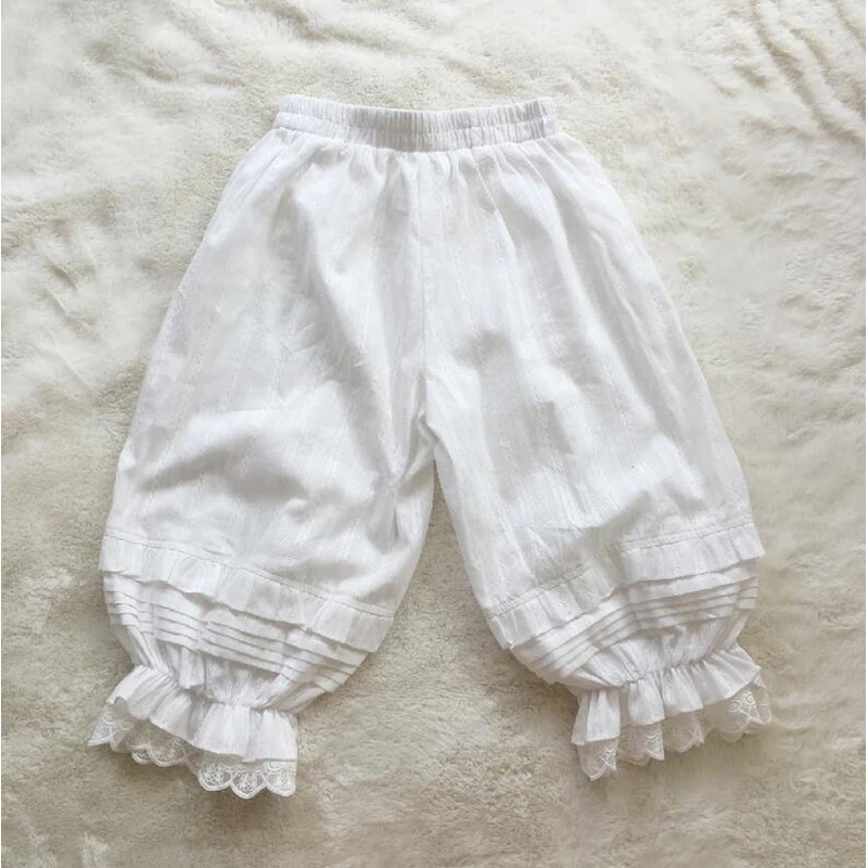 Women Lolita Victoria Bloomers Kawai Ruffled JK Knickers Girl Elastic Waist Cotton Pantaloons Japanese Sweet Safety Shorts Pants