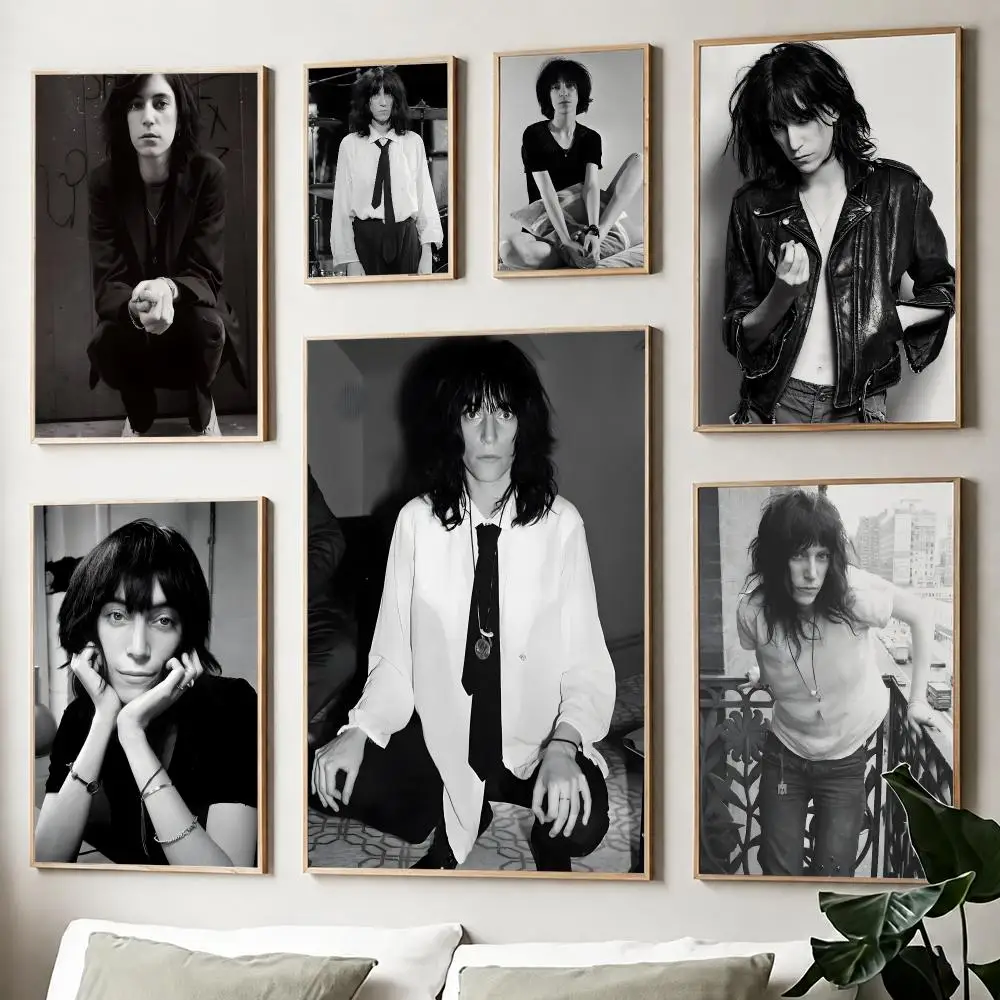 Singer P-Patti Smith Poster Home Living Bed Room Bar Hallway Sticky Wall Printing Waterproof Aesthetic Decor