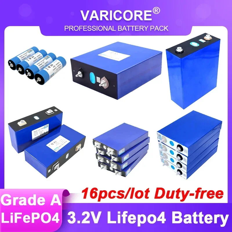 16pcs 3.2v 310Ah 280Ah Lifepo4 Battery Lithium Iron Phosphate Cell For 12v 24v RV Campers Golf Cart Off-Road Off-grid Solar Wind