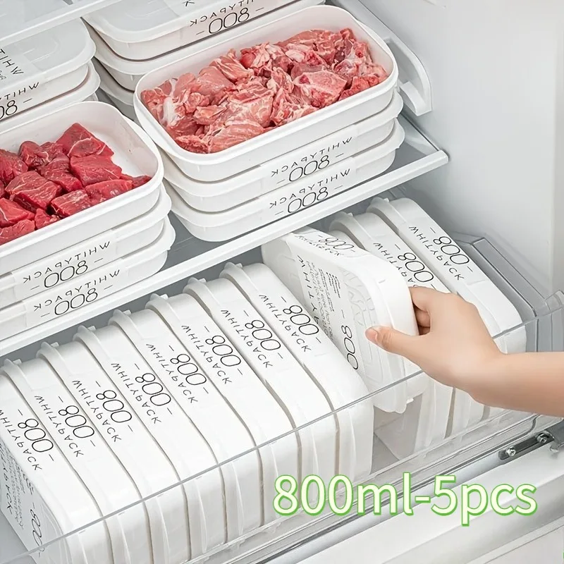 

Профессиональный набор органайзеров для морозильной камеры с маркированными отсеками, 5-компонентные штабелируемые контейнеры для приготовления еды — герметичные для мяса, рыбы