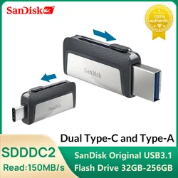 Sandisk SDDDC2 Dual Plug Flash Drive Type-C+Type A 32GB 64GB 128GB 256GB OTG USB Pen Drive USB Stick for Phone Laptop Computer