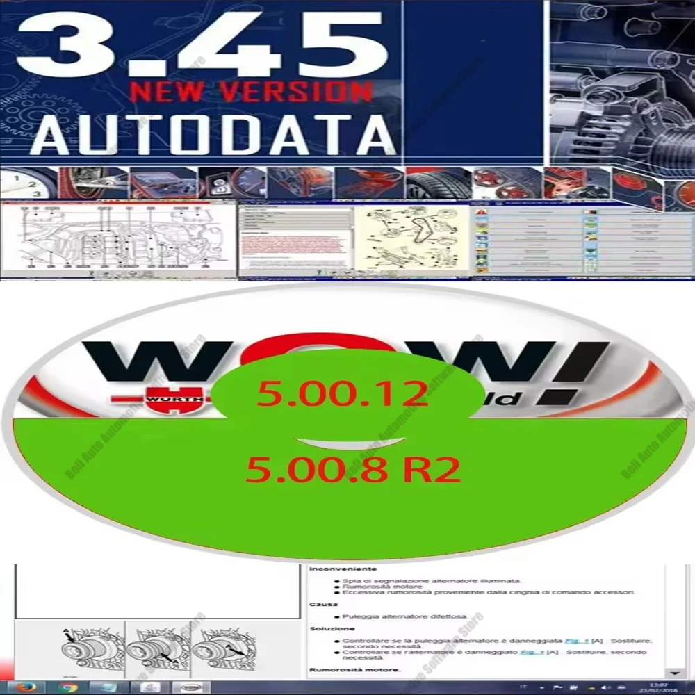 2025  2024 autodata 3.45 Car+Hot W-ur-th WOW V5.00.12 WOW 5.00.8 ， Tcs Multi-diag Cars Diagnostic Tool