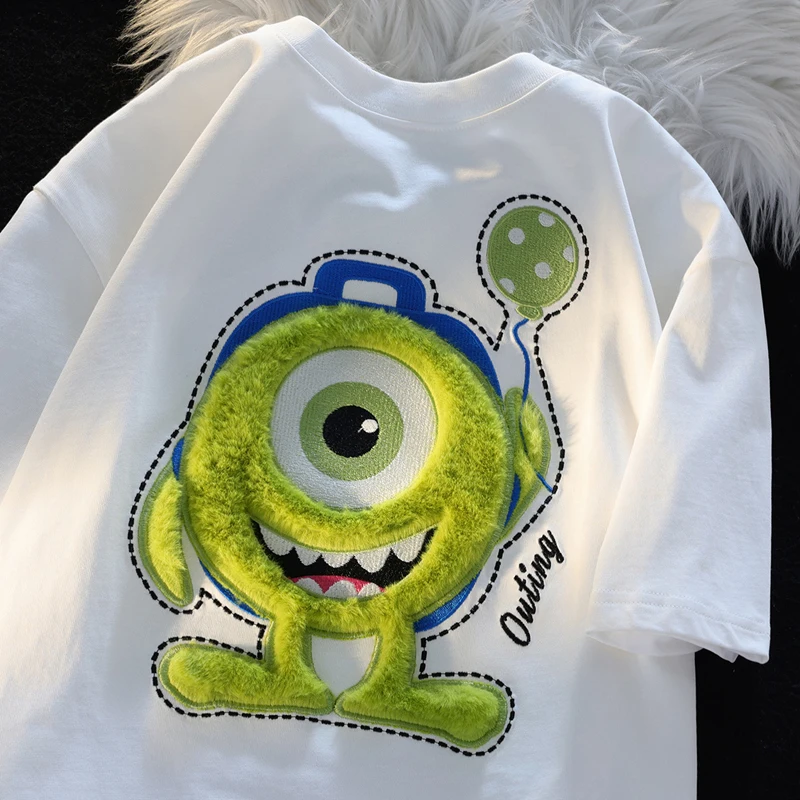 Disney Cartoon Embroidered Children\'s Clothing Loose Cotton T-shirts for Children Casual Streetwear Short Sleeve Tshirt Y2K