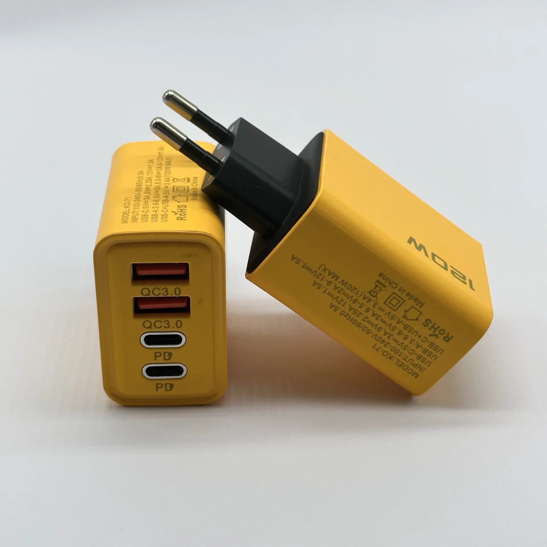 120W Fast Charging Charger Dual USB+Dual Type-C Multi Port PD Fast Charging US and European Standard Charging Heads