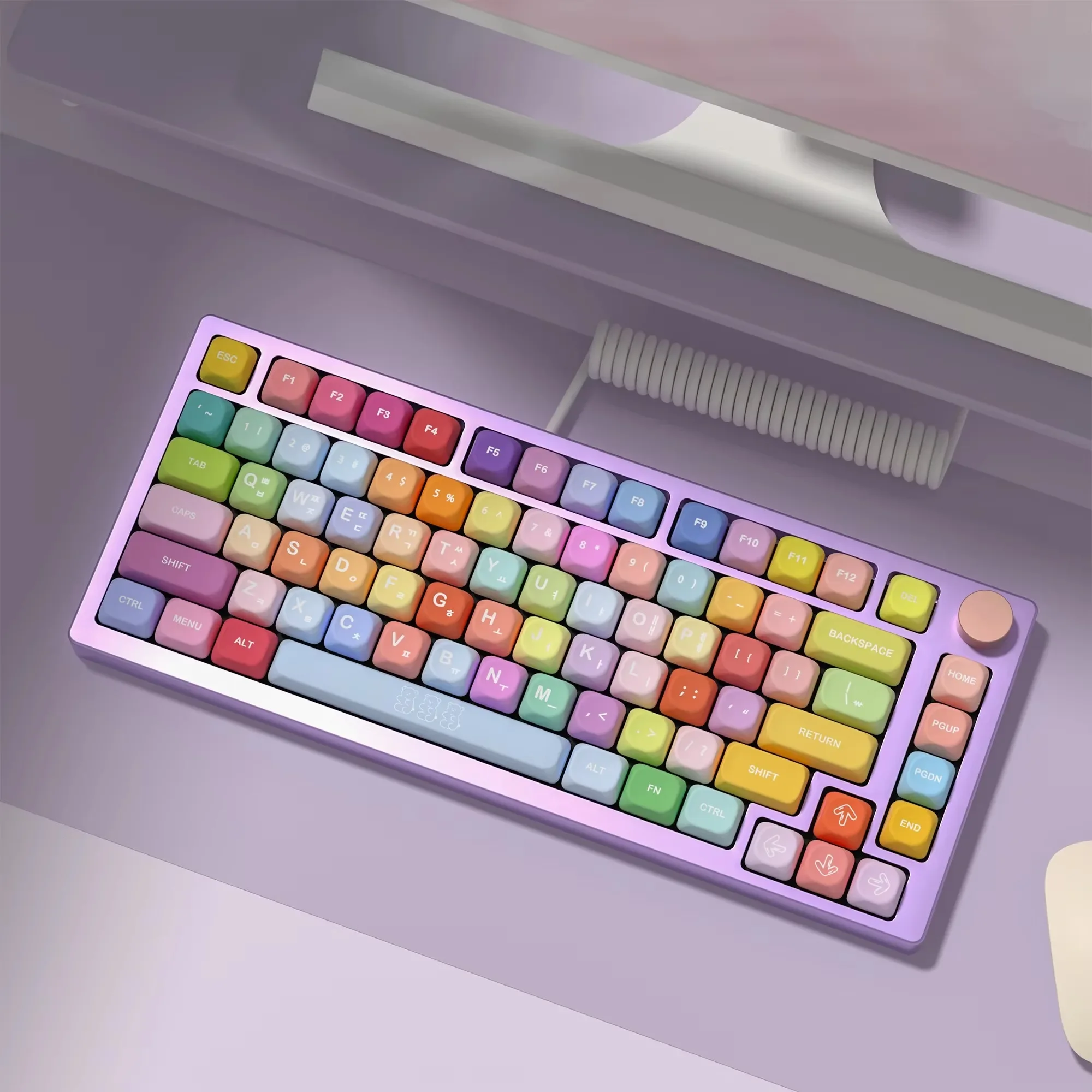 Pokemon KOA Profile Gummy Bears Keycap PBT Custom Korean English Keycaps for Mechanical Keyboard Cute 141 Keys ISO 7U Space Bar