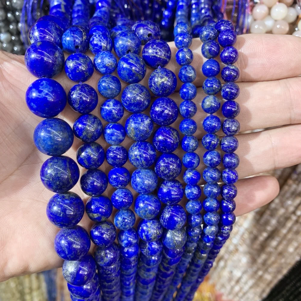 

6 8 10 12 Natural Lapis Lazuli Round Beads Shape Loose Beads DIY Bracelet Necklace Jewelry Making