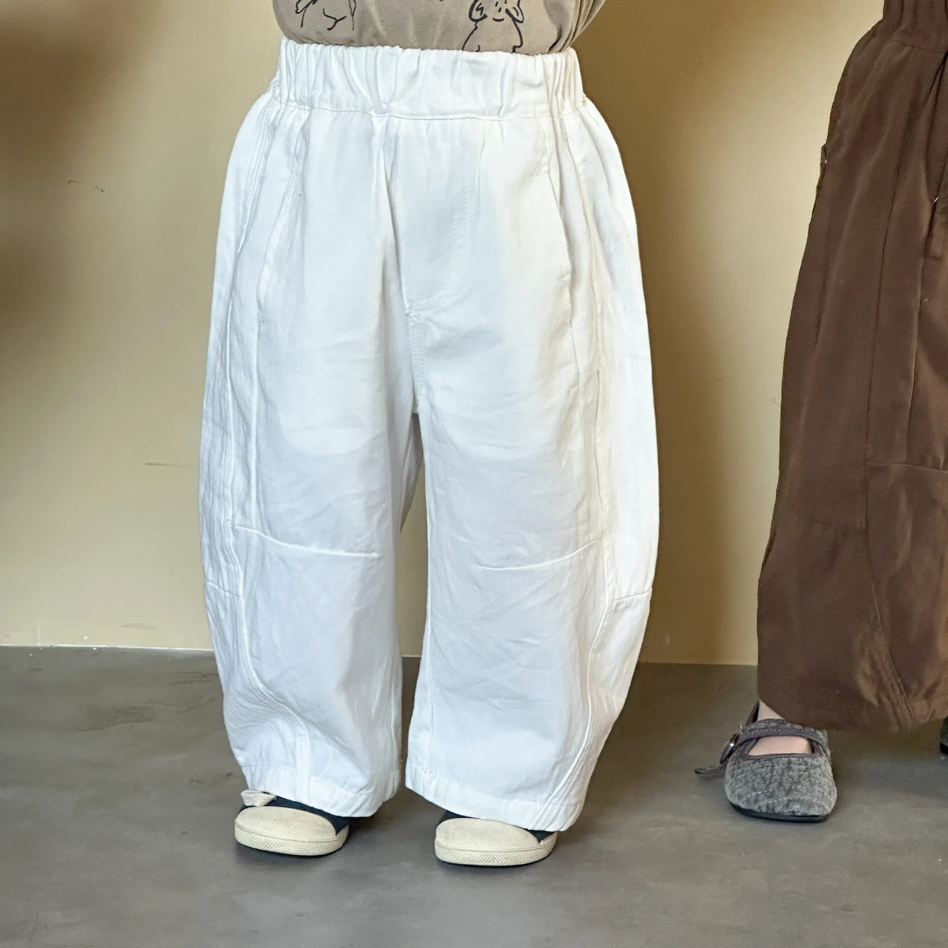 2026 Spring New Children Casual Pants Cotton Boys Solid Wide Leg Pants Toddler Girls Loose Simple Trousers Fashion Kids Clothes